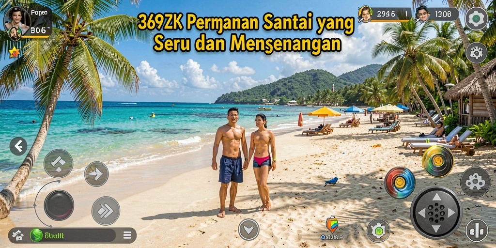 Screenshot utama menampilkan gameplay yang ceria dan penuh warna dari 369ZK.
