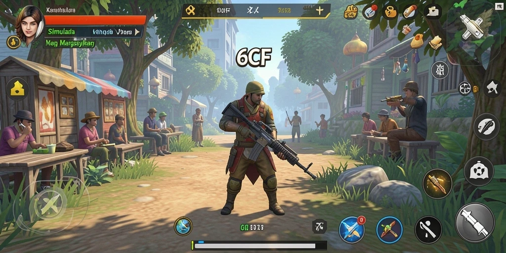 Tampilan gameplay 6CF yang realistis dan interaktif.