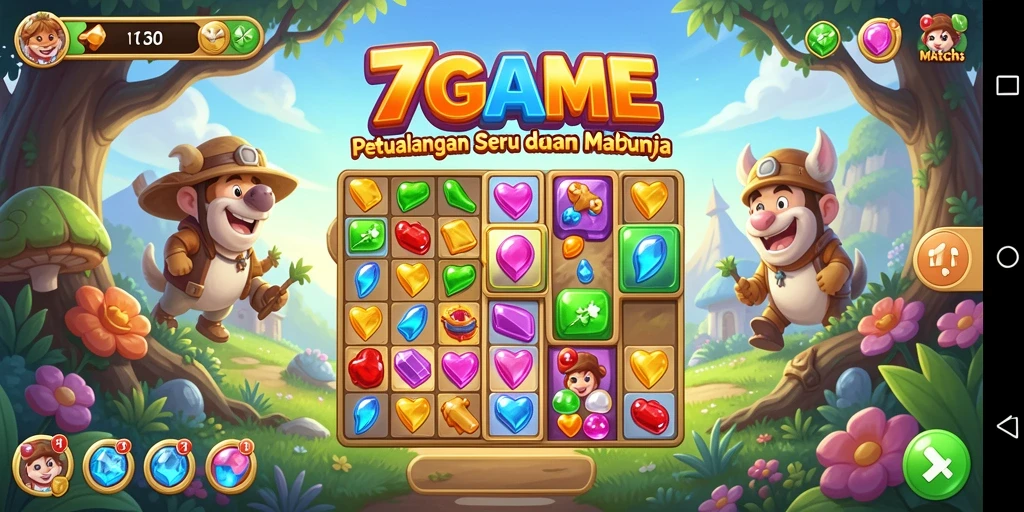 Tampilan menakjubkan dari gameplay Match-3 di 7GAME.