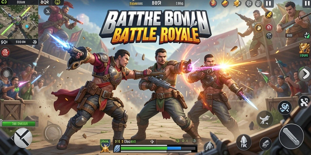Gameplay intens di arena pertarungan 8QR.