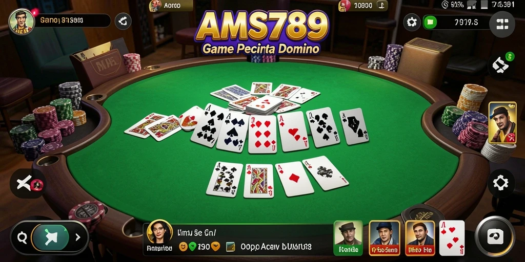 Screenshot gameplay Domino dari AMS789 yang menggugah selera.