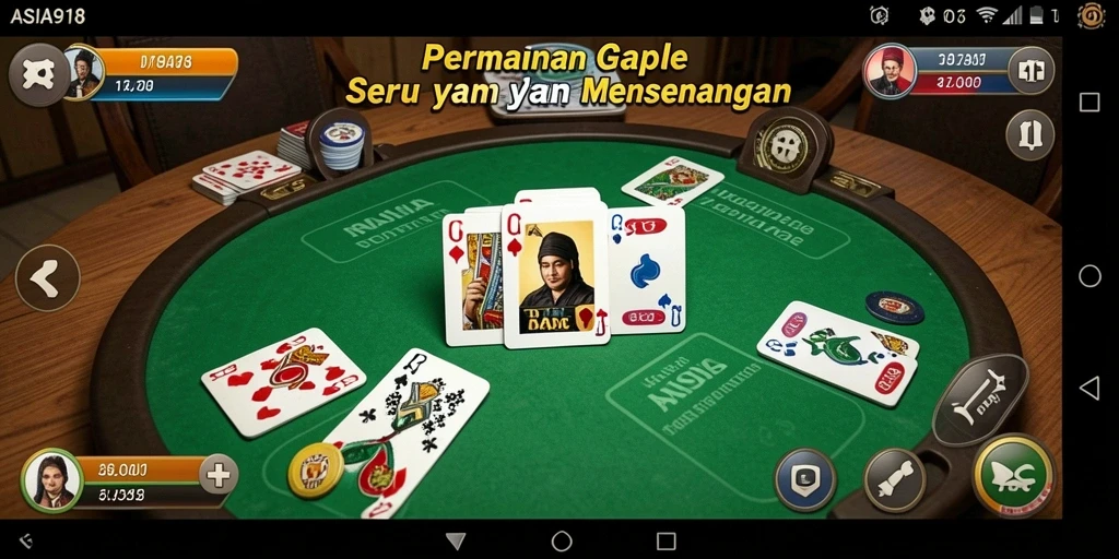 Screenshot gameplay ASIA918 dengan suasana permainan Gaple yang seru.