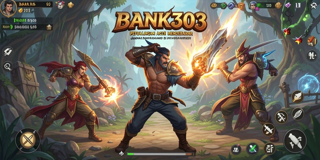 Tangkapan layar menampilkan pertarungan epik dalam game BANK303 dengan efek visual yang menakjubkan.