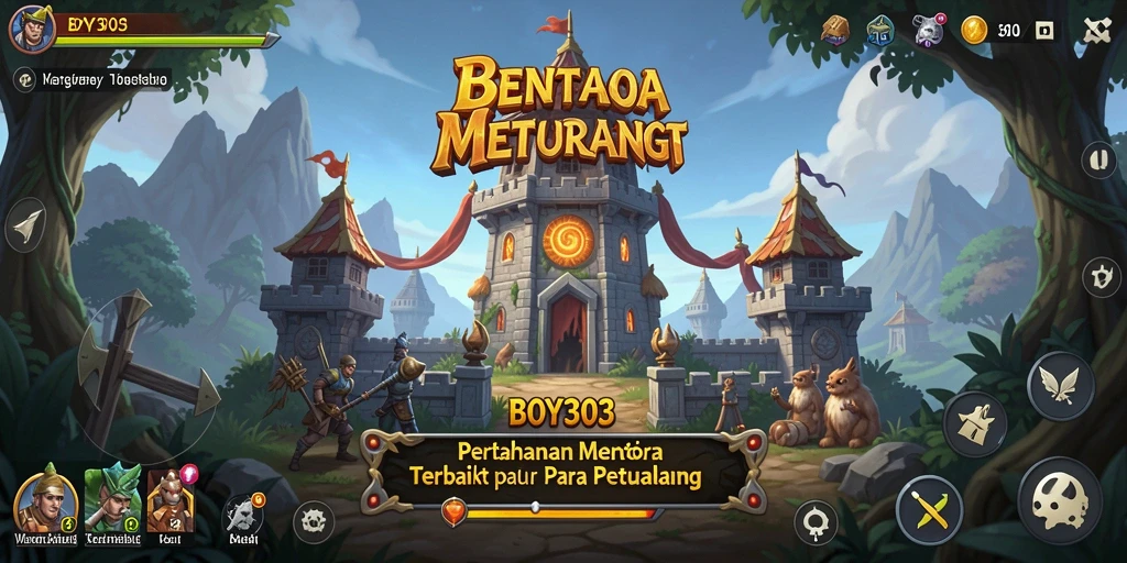 Tampilan gameplay BOY303 yang menampilkan aksi menara pertahanan.