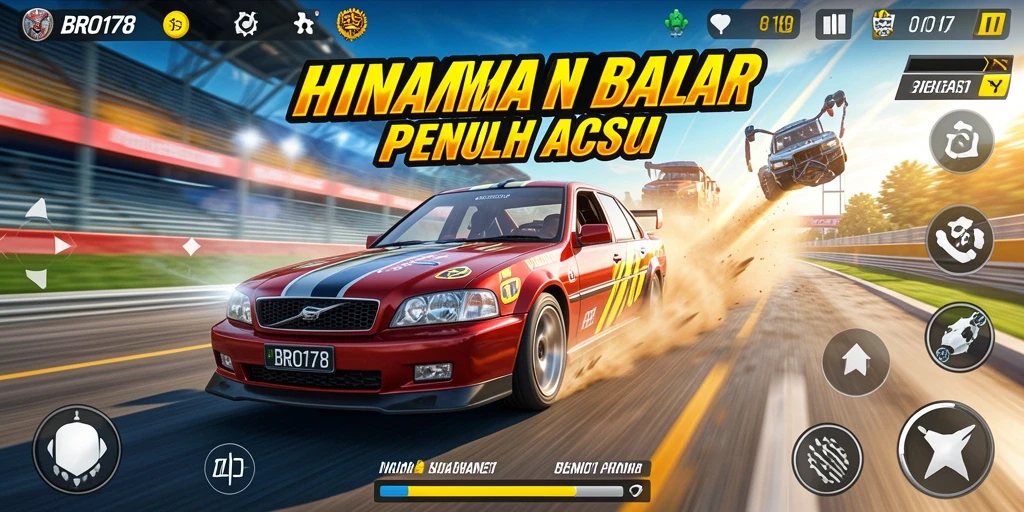 Tampilan gameplay intens di BRO178 dengan aksi balapan yang seru.