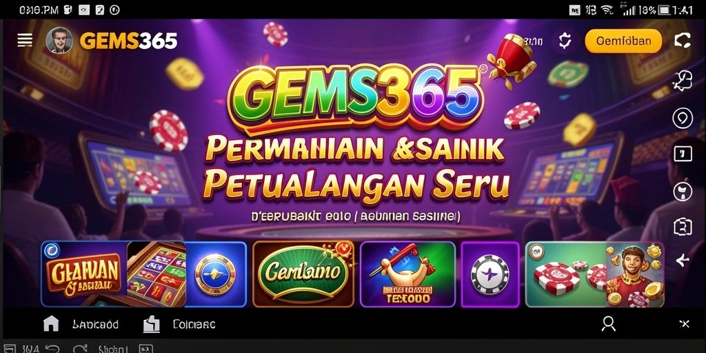 Tangkapan layar utama GEMS365 menampilkan aksi permainan kasino yang seru.