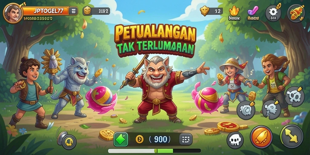 Tampilan gameplay interaktif JPTOGEL77 dengan karakter Anime.