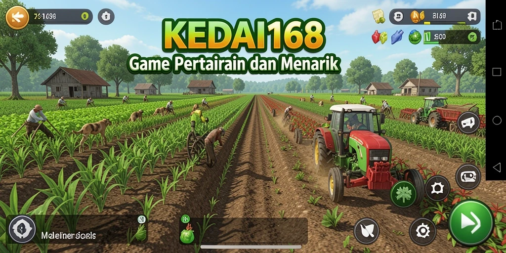 Screenshot gameplay KEDAI168 menampilkan aktivitas bertani yang seru dan interaktif.