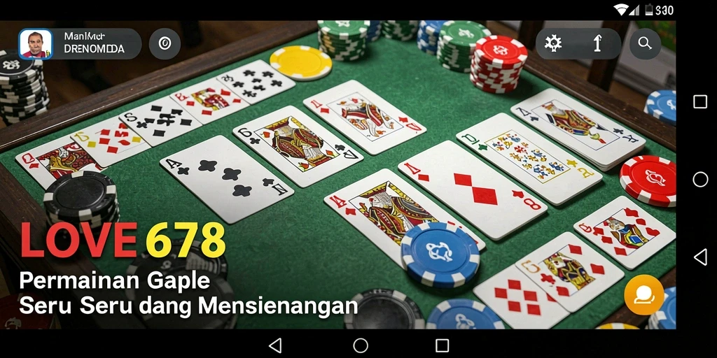 Screenshot utama LOVE678 menampilkan gameplay Gaple yang seru dan interaktif.