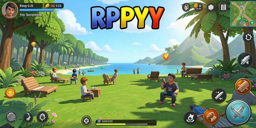 Screenshot gameplay RPYYY yang penuh warna dan menyenangkan.
