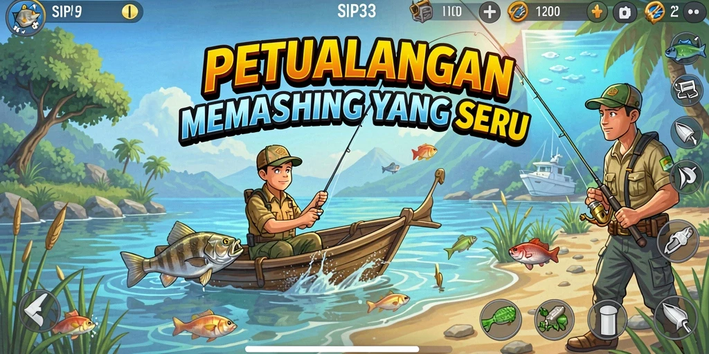 Tampilan gameplay SIP33 yang menampilkan aksi memancing yang mendebarkan.