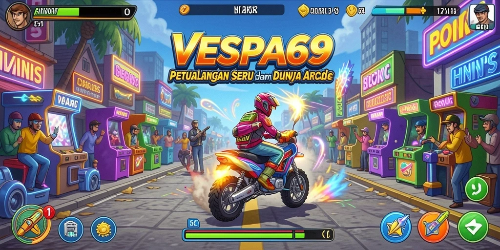 Tangkapan layar VESPA69 menampilkan gameplay seru yang penuh warna.