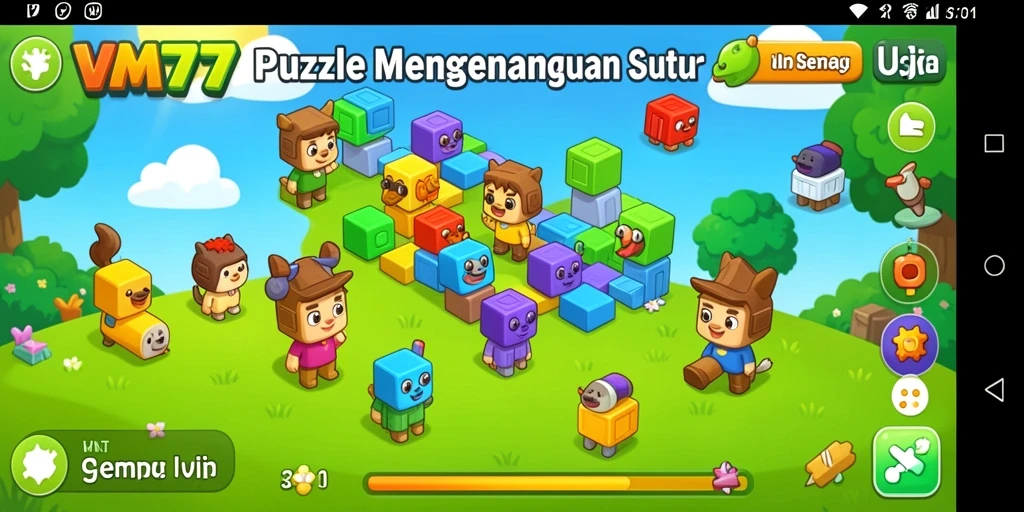 Tampilan gameplay VM777 dengan level Puzzle yang seru.